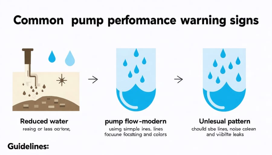 Infographic illustrating key warning signs of irrigation pump problems