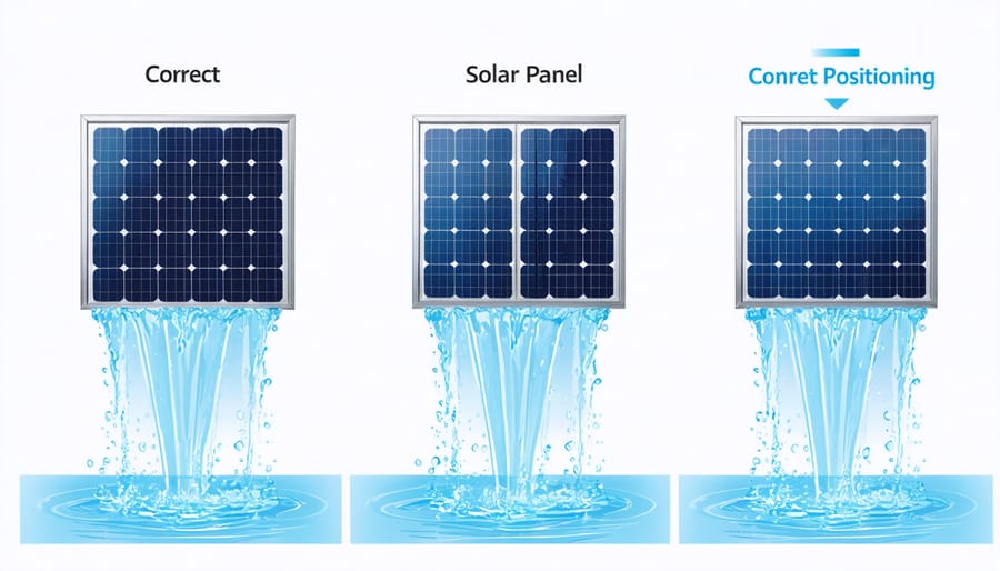 Comparison diagram showing optimal and poor solar panel placement angles