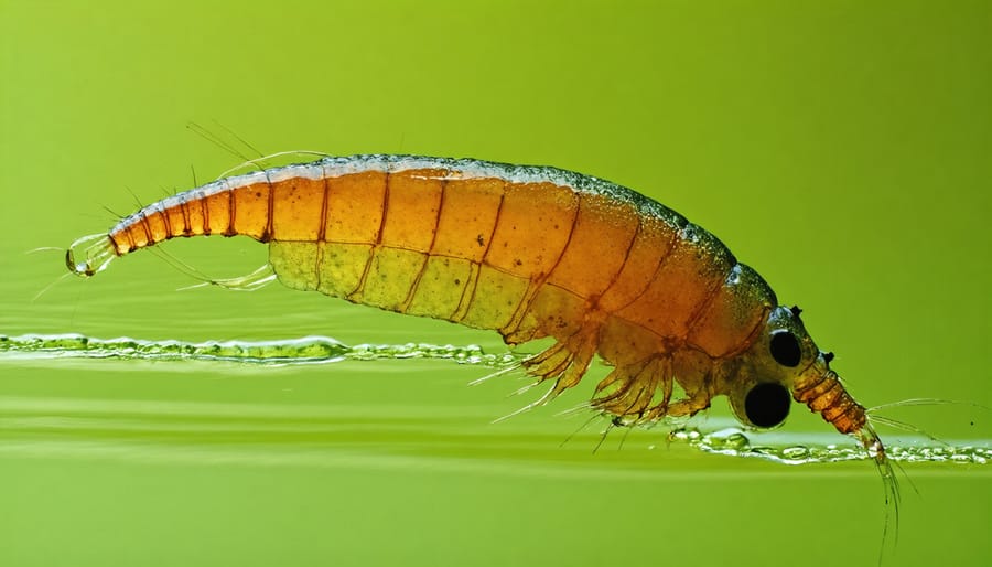 Microscopic view of healthy pond life showing daphnia and beneficial algae species
