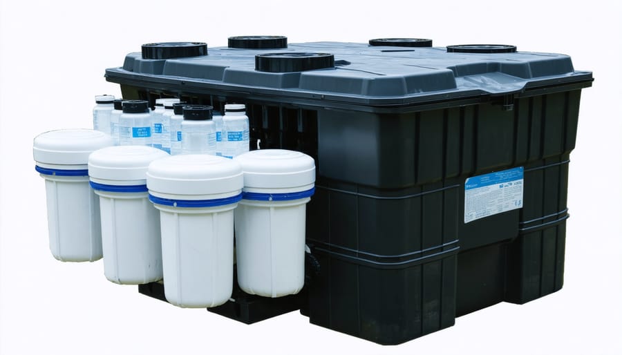 Large-scale pressurized pond filter system with multiple chambers and UV clarifier