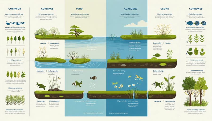 Year-round maintenance calendar for pond corridor systems with seasonal tasks