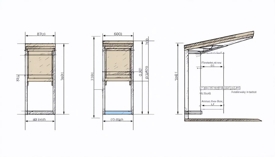 Detailed blueprint showing measurements and assembly instructions for kestrel nesting box