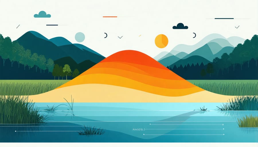 Diagram illustrating pond temperature stratification across different seasons