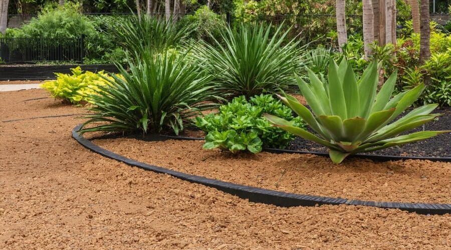 "A sustainable garden with native Australian plants and mulch promoting water conservation."