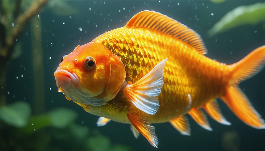 Tilapia and koi fish swimming in clear aquaponic system water