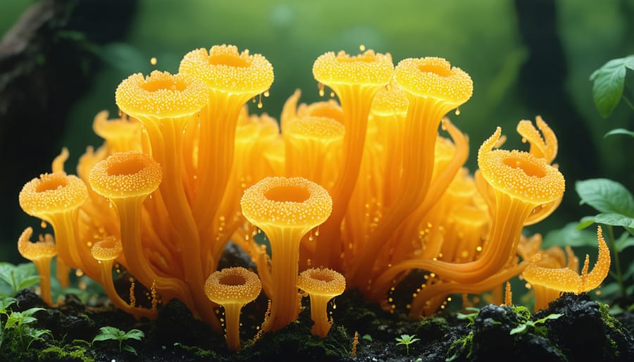 Close-up of biological filter media with bacterial growth
