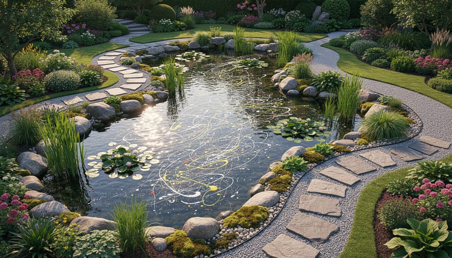 Jackson Pollock abstract expressionist painting showing drip technique with overlapping paint layers