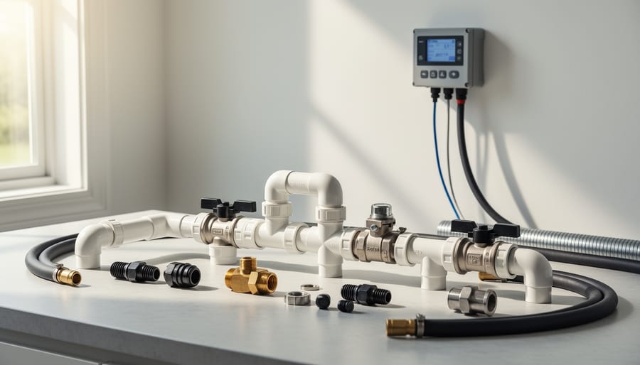 Close-up of water supply valve dripping fresh water into pond