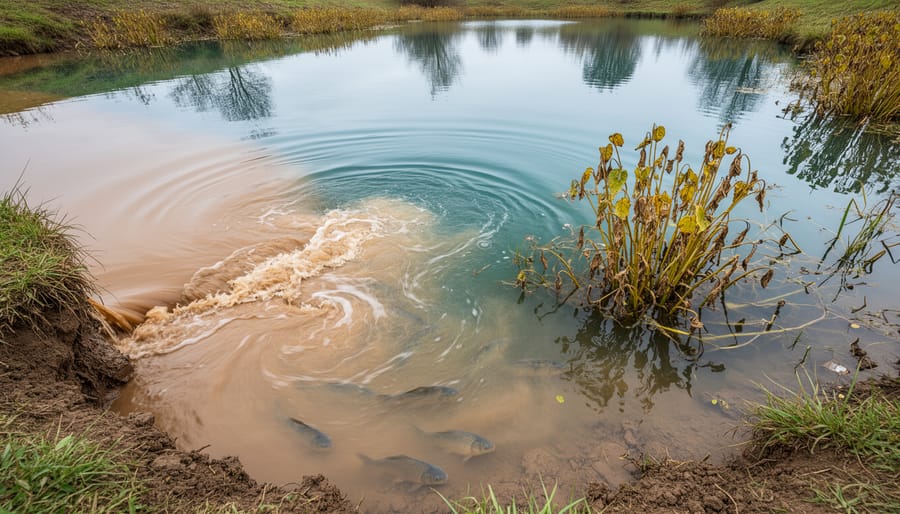 Close-up of muddy sediment-filled water showing suspended particles