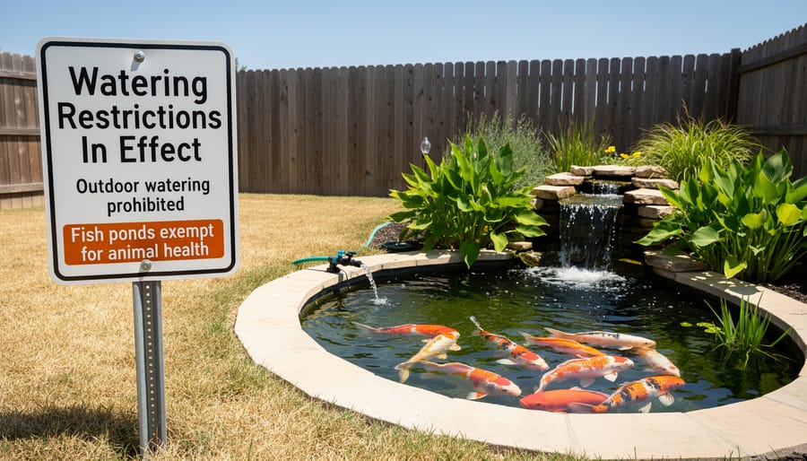 Healthy koi fish swimming in clear pond water near surface