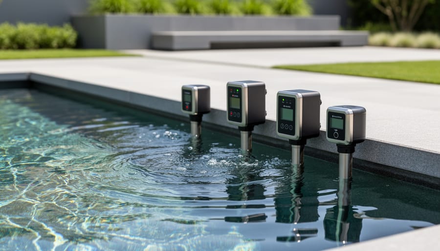 Digital water quality sensor monitoring pond conditions