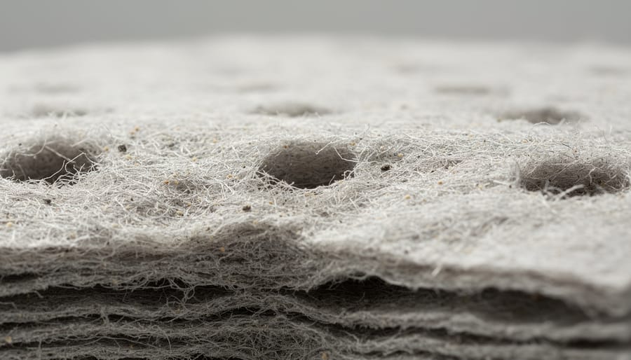 Close-up of a pond media filter cartridge showing the pleated filter media surface
